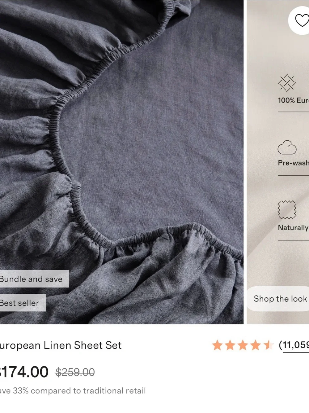 Quince European Linen Sheet Set - Denim Blue
